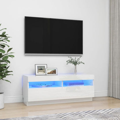 Mobile Porta TV con Luci LED Bianco Lucido 100x35x40 cm - homemem39