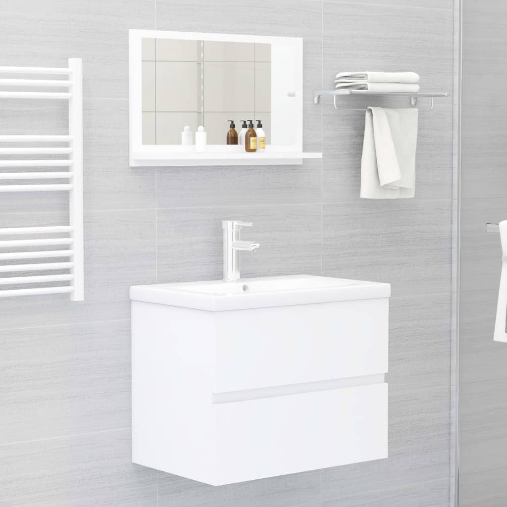 Specchio da Bagno Bianco 60x10,5x37 cm in Legno Multistrato - homemem39