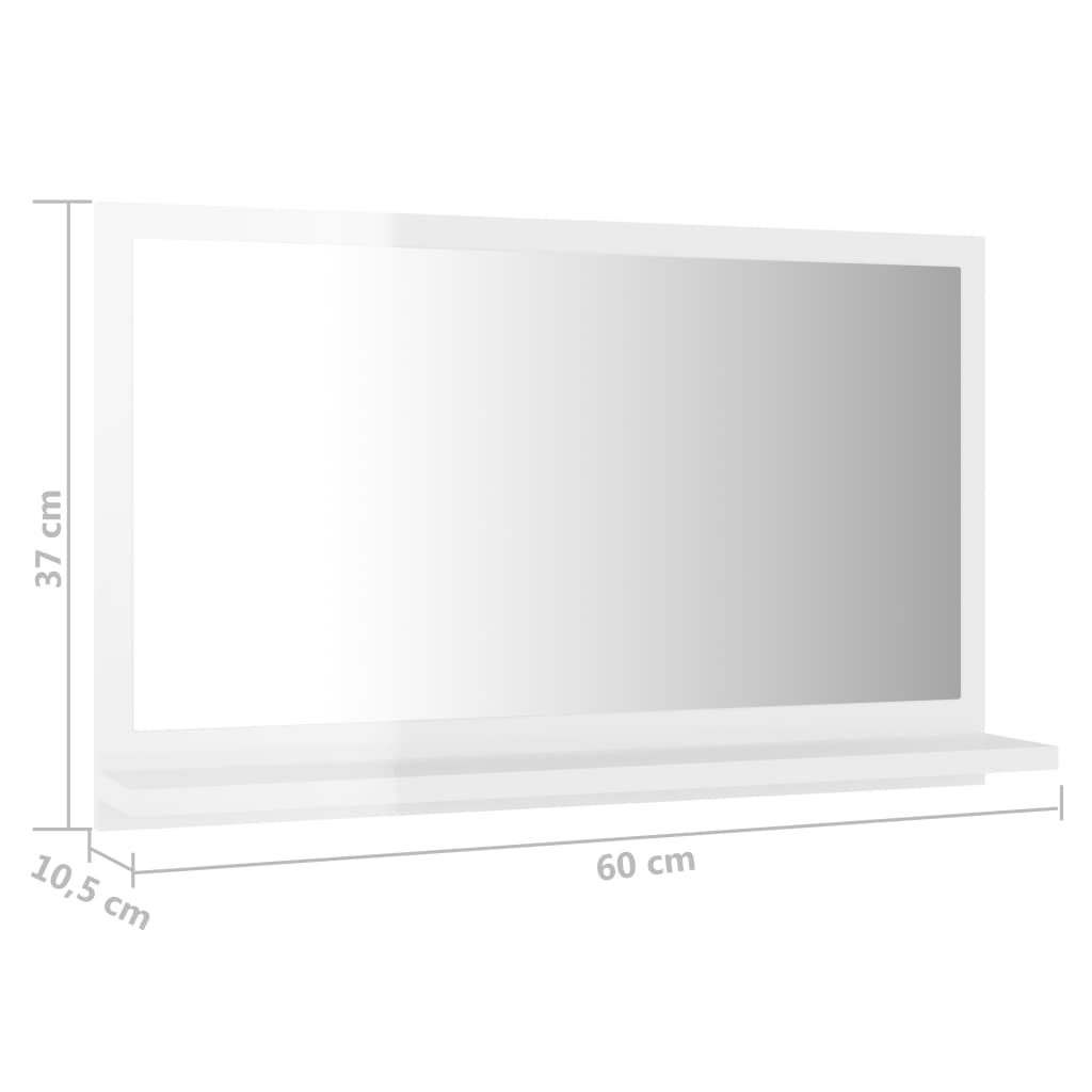 Specchio da Bagno Bianco Lucido 60x10,5x37 cm in Truciolato - homemem39