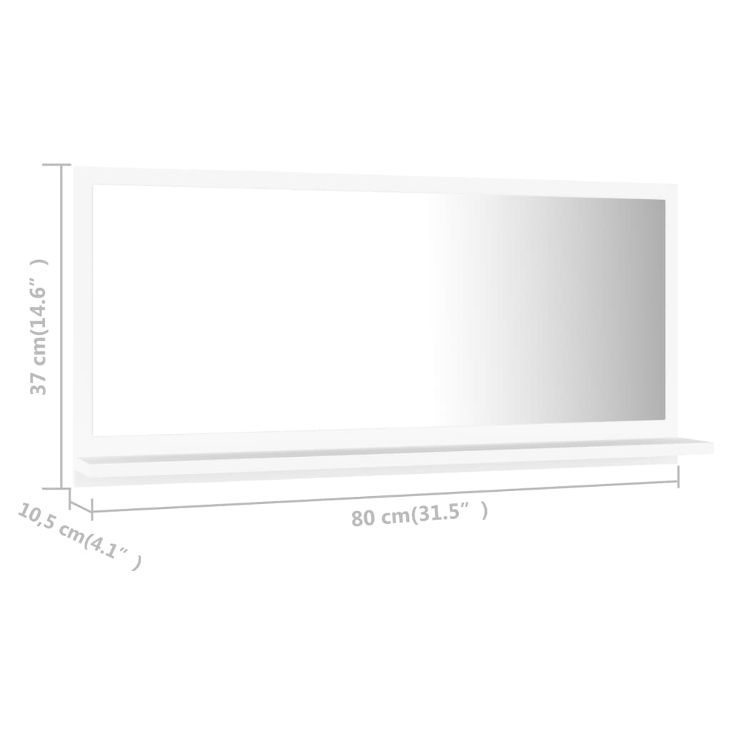 Specchio da Bagno Bianco 80x10,5x37 cm in Truciolato - homemem39