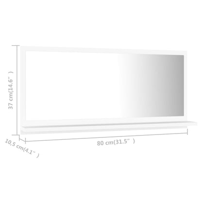 Specchio da Bagno Bianco 80x10,5x37 cm in Truciolato - homemem39