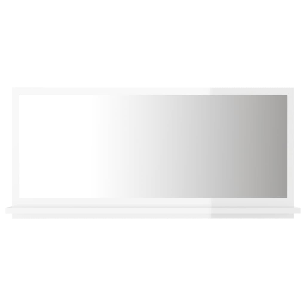 Specchio da Bagno Bianco Lucido 80x10,5x37 cm in Truciolato - homemem39