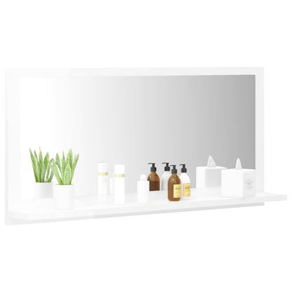 Specchio da Bagno Bianco Lucido 80x10,5x37 cm in Truciolato - homemem39