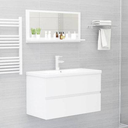 Specchio da Bagno Bianco Lucido 80x10,5x37 cm in Truciolato - homemem39