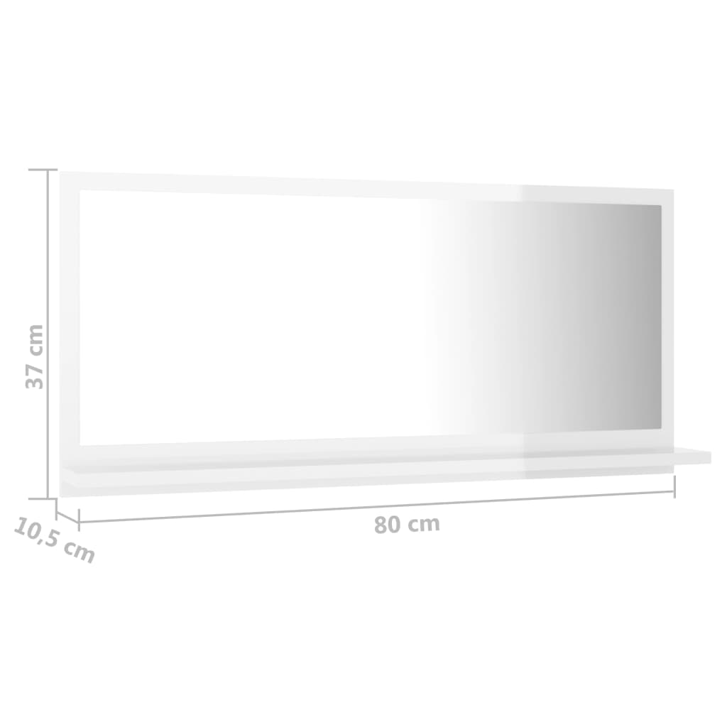 Specchio da Bagno Bianco Lucido 80x10,5x37 cm in Truciolato - homemem39