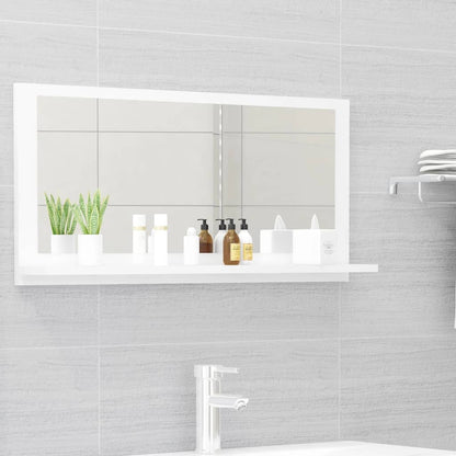 Specchio da Bagno Bianco Lucido 80x10,5x37 cm in Truciolato - homemem39