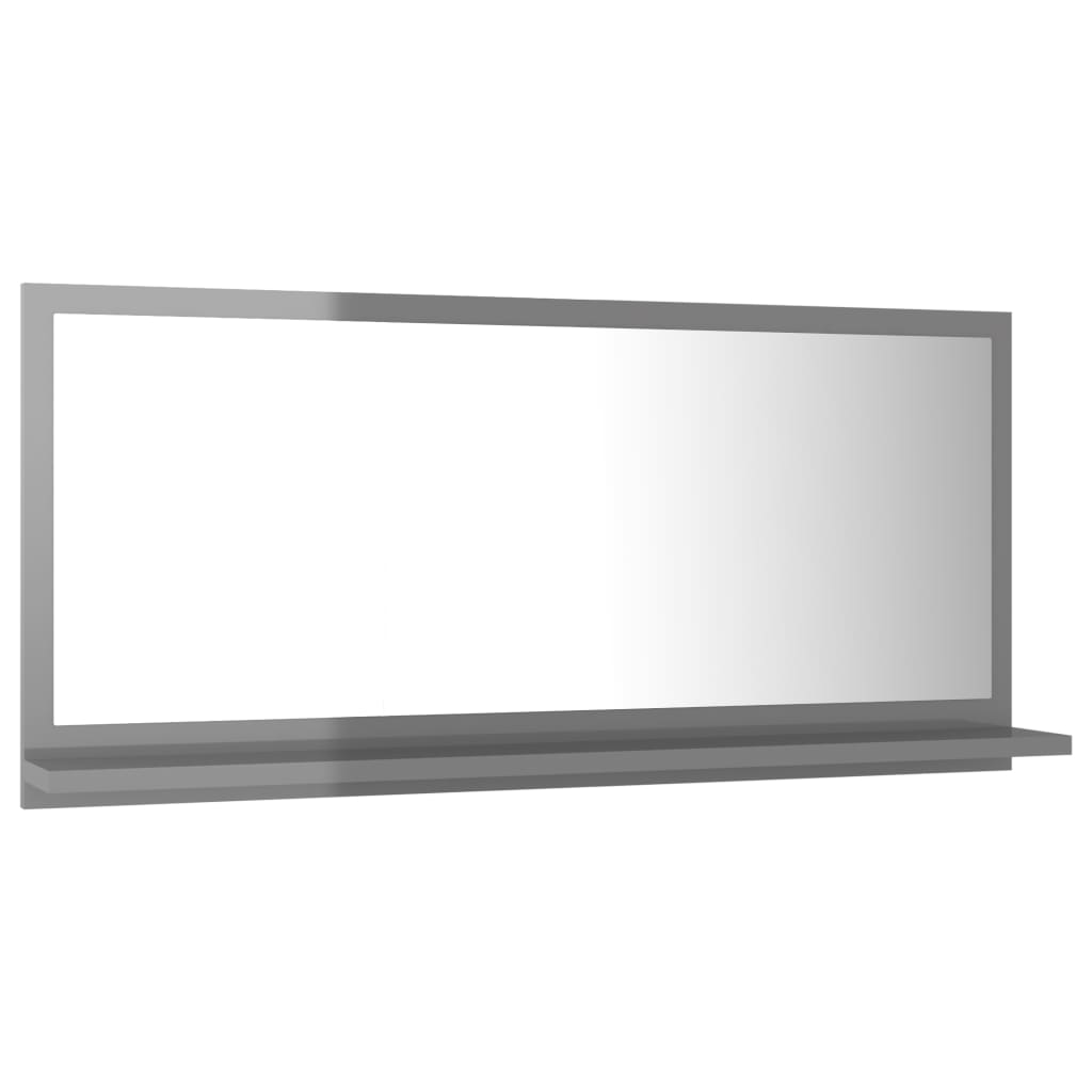Specchio da Bagno Grigio Lucido 80x10,5x37 cm in Truciolato - homemem39