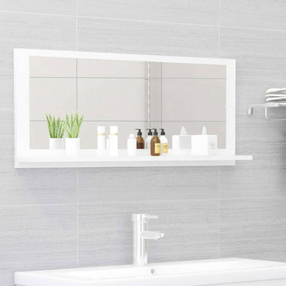 Specchio da Bagno Bianco Lucido 90x10,5x37 cm in Truciolato - homemem39