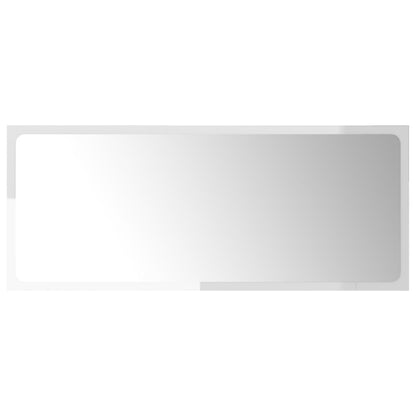 Specchio da Bagno Bianco Lucido 90x1,5x37 cm in Truciolato - homemem39