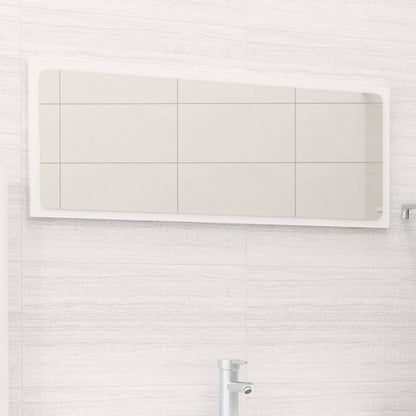 Specchio da Bagno Bianco Lucido 90x1,5x37 cm in Truciolato - homemem39