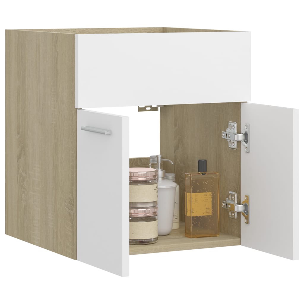 Mobile Sottolavabo Bianco Rovere Sonoma 41x38,5x46cm Truciolato - homemem39