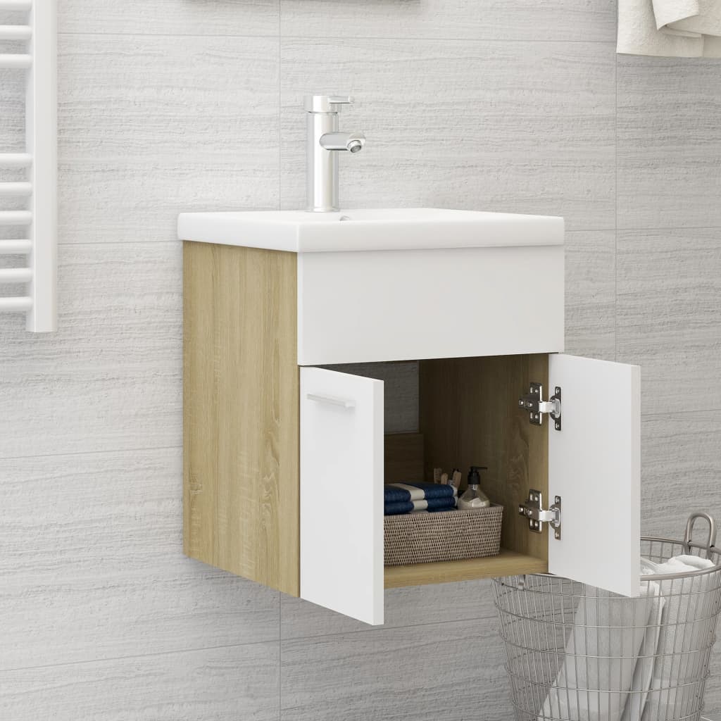 Mobile Sottolavabo Bianco Rovere Sonoma 41x38,5x46cm Truciolato - homemem39