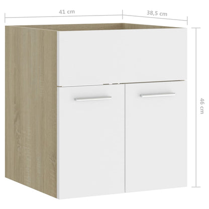 Mobile Sottolavabo Bianco Rovere Sonoma 41x38,5x46cm Truciolato - homemem39