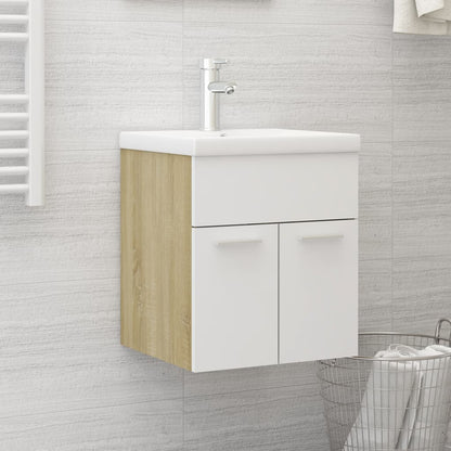 Mobile Sottolavabo Bianco Rovere Sonoma 41x38,5x46cm Truciolato - homemem39