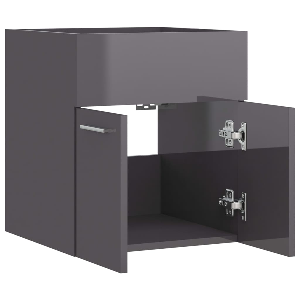 Mobile Sottolavabo Grigio Lucido 41x38,5x46 cm in Truciolato - homemem39