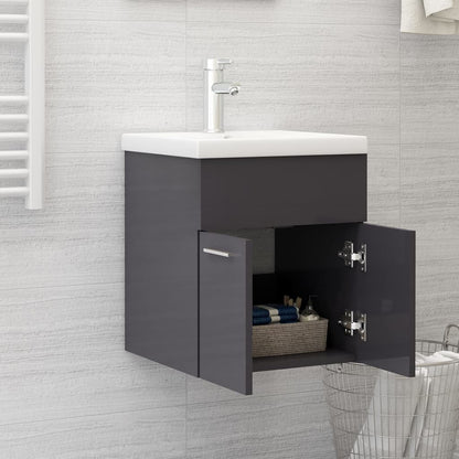 Mobile Sottolavabo Grigio Lucido 41x38,5x46 cm in Truciolato - homemem39