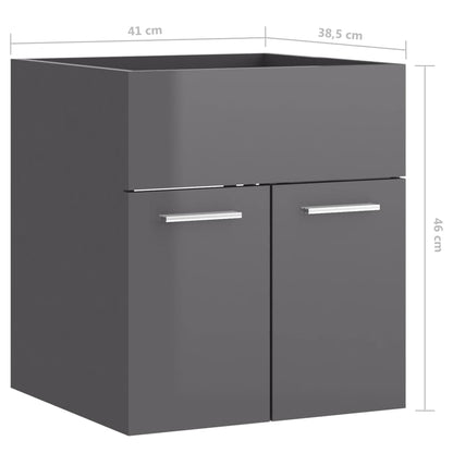 Mobile Sottolavabo Grigio Lucido 41x38,5x46 cm in Truciolato - homemem39