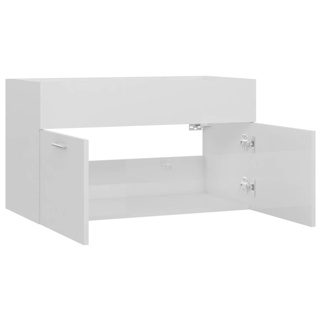 Mobile Sottolavabo Bianco Lucido 80x38,5x46 cm in Truciolato - homemem39