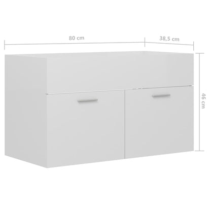 Mobile Sottolavabo Bianco Lucido 80x38,5x46 cm in Truciolato - homemem39