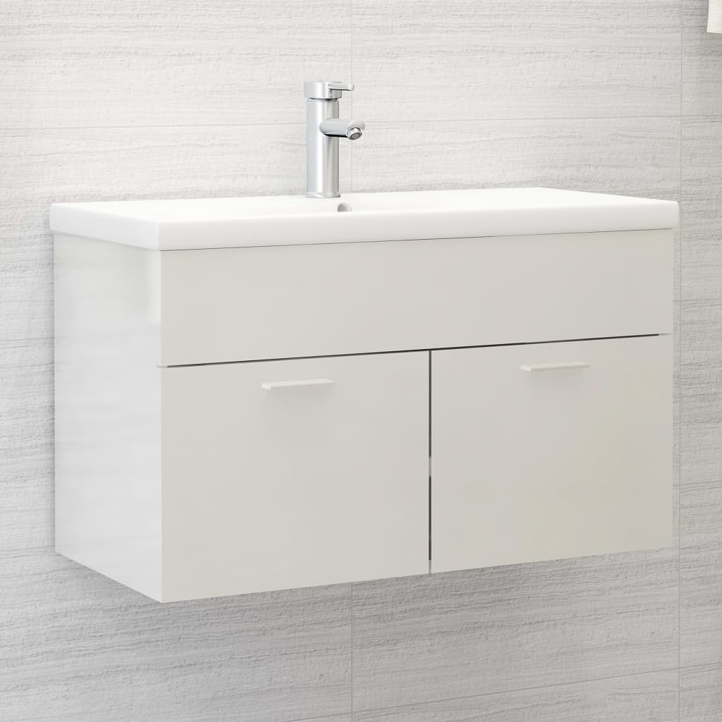 Mobile Sottolavabo Bianco Lucido 80x38,5x46 cm in Truciolato - homemem39