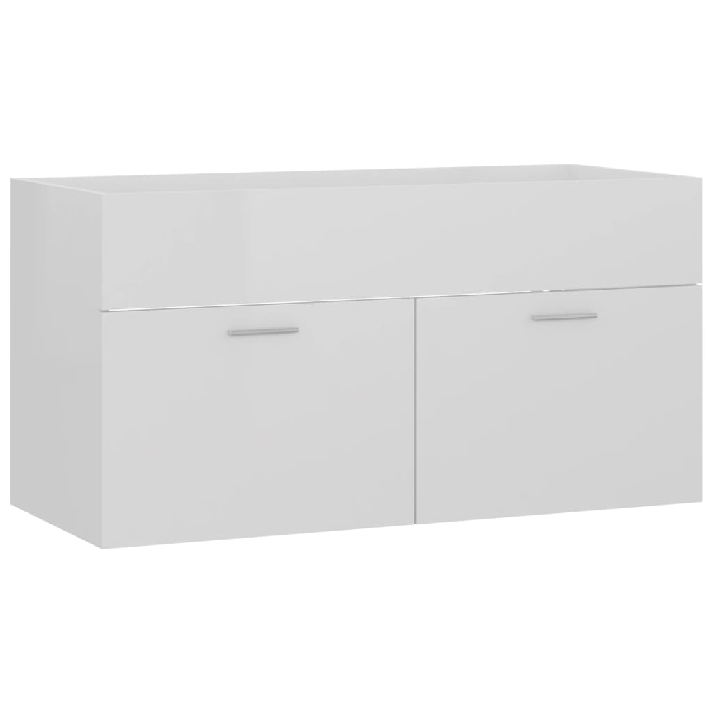 Mobile Sottolavabo Bianco Lucido 90x38,5x46 cm in Truciolato - homemem39