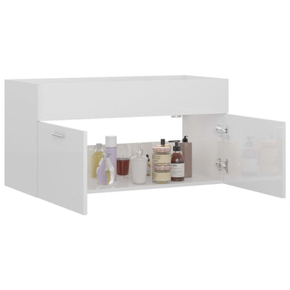 Mobile Sottolavabo Bianco Lucido 90x38,5x46 cm in Truciolato - homemem39