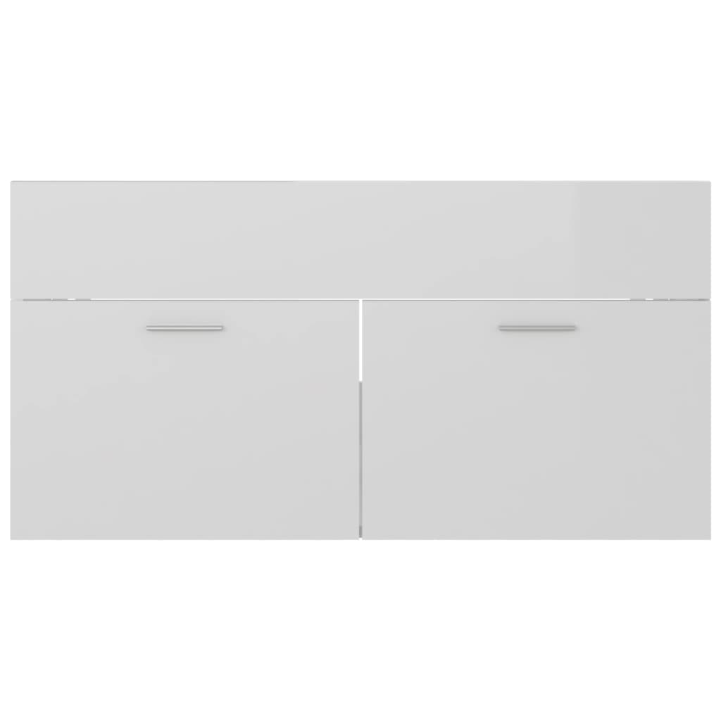 Mobile Sottolavabo Bianco Lucido 90x38,5x46 cm in Truciolato - homemem39