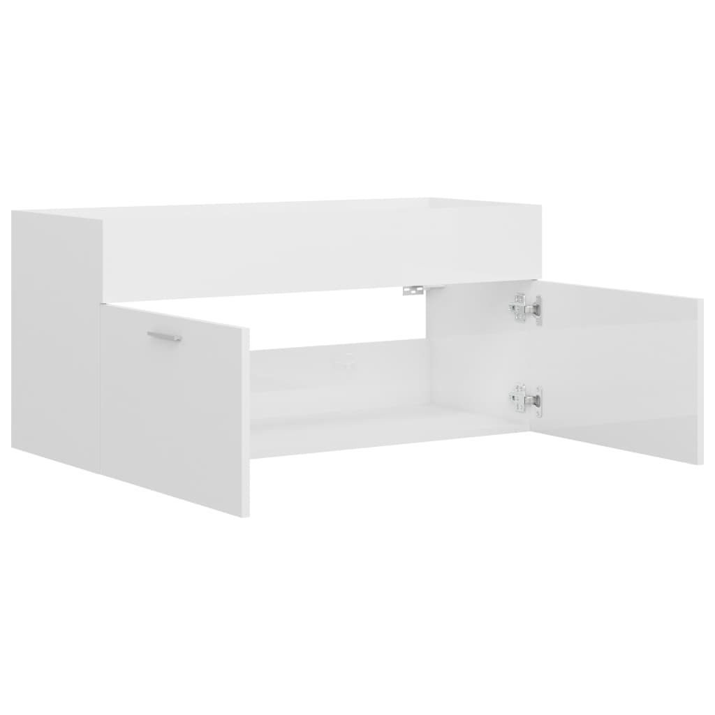 Mobile Sottolavabo Bianco Lucido 100x38,5x46 cm in Truciolato - homemem39