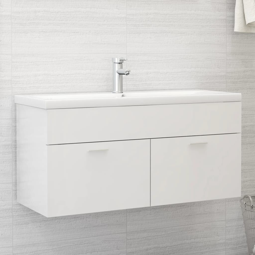 Mobile Sottolavabo Bianco Lucido 100x38,5x46 cm in Truciolato - homemem39