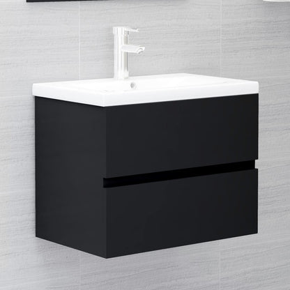 Mobile Lavabo Nero 60x38,5x45 cm in Legno Multistrato - homemem39