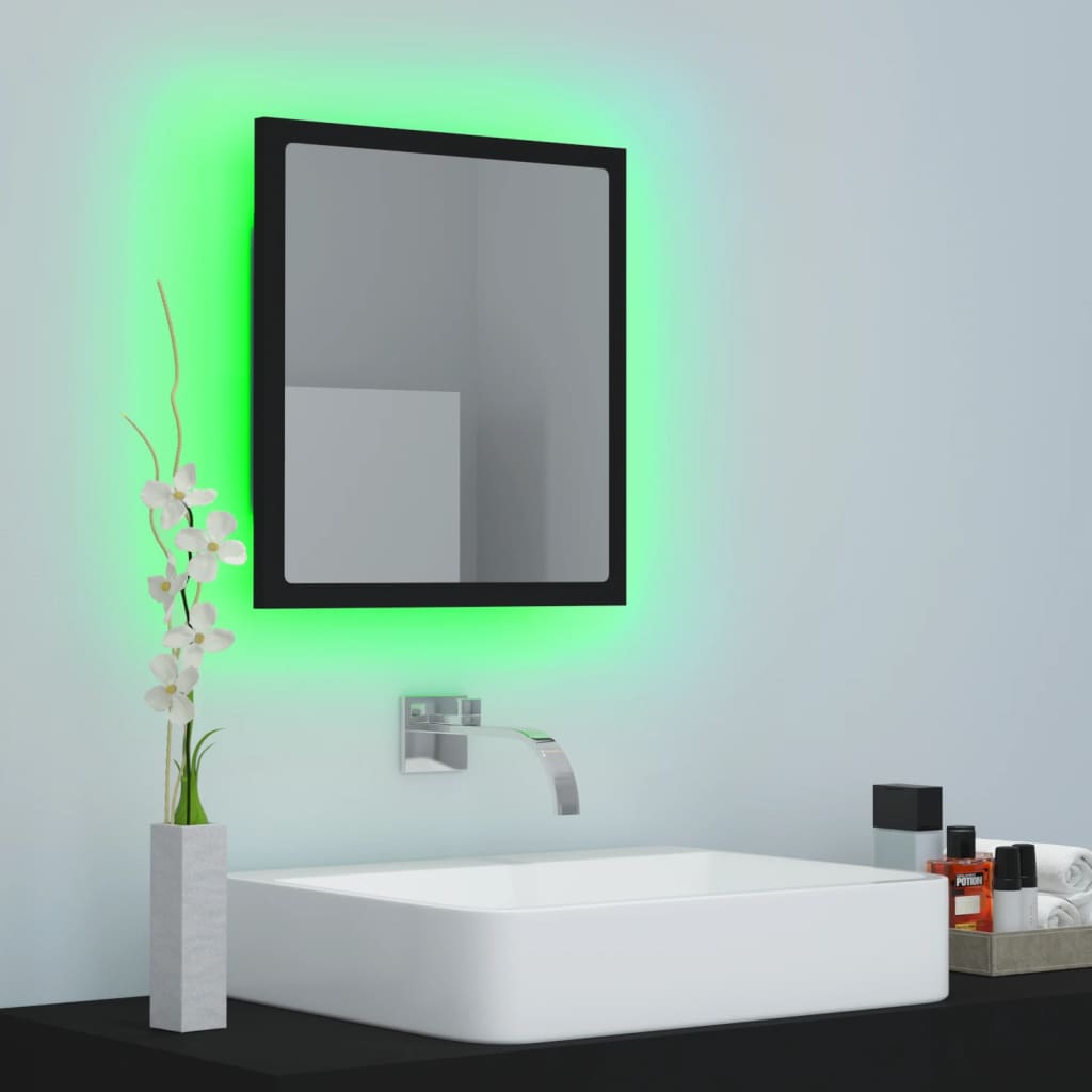 Specchio da Bagno a LED Nero 40x8,5x37 cm in Acrilico - homemem39