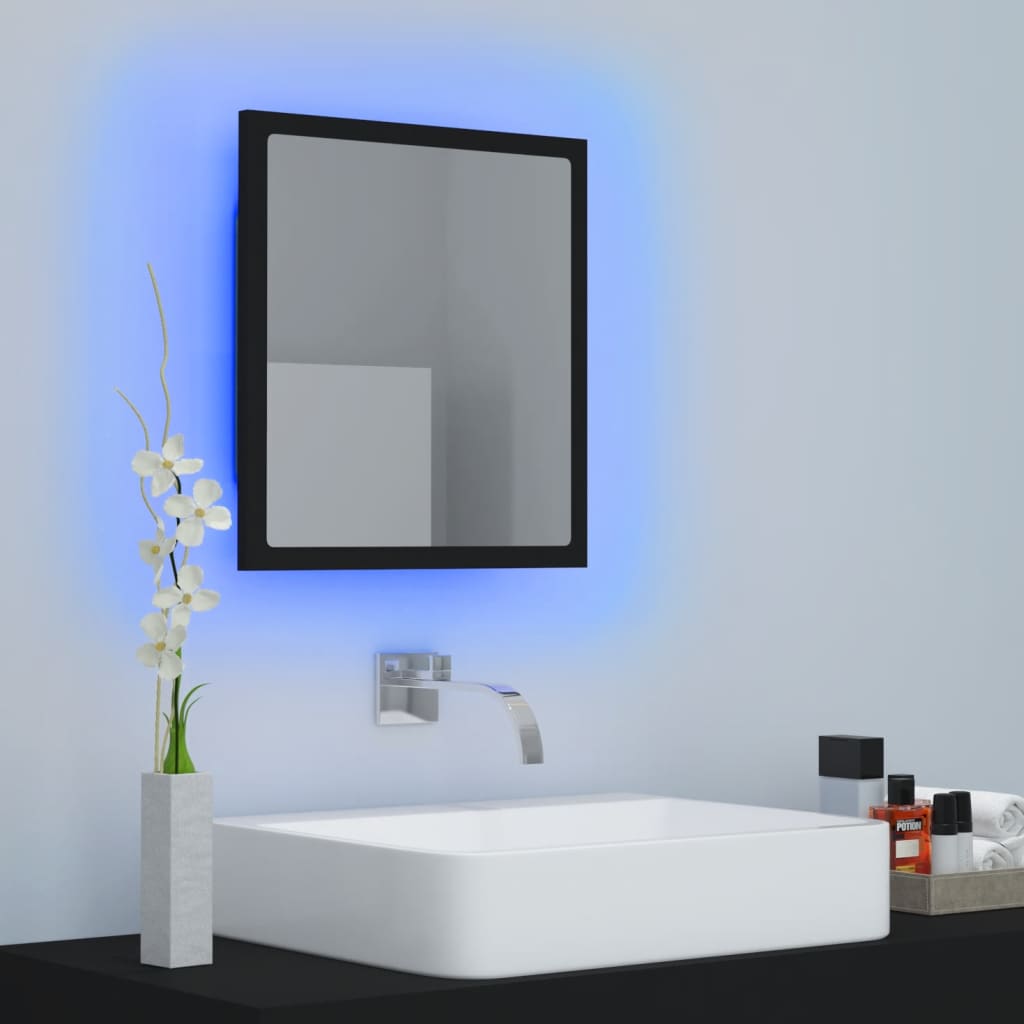 Specchio da Bagno a LED Nero 40x8,5x37 cm in Acrilico - homemem39