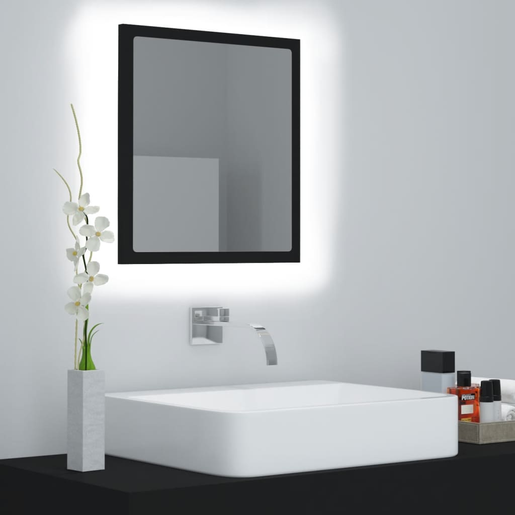 Specchio da Bagno a LED Nero 40x8,5x37 cm in Acrilico - homemem39