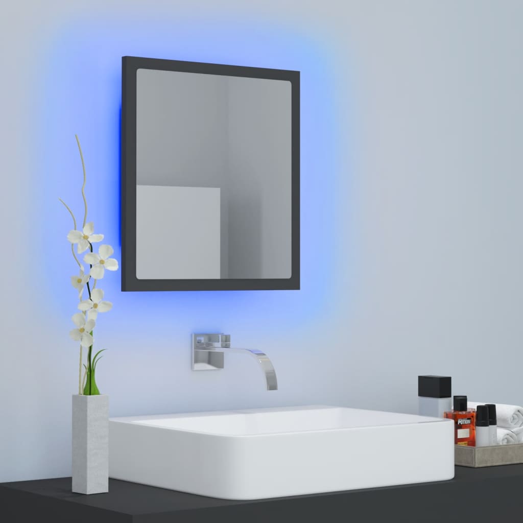 Specchio da Bagno a LED Grigio 40x8,5x37 cm in Acrilico - homemem39