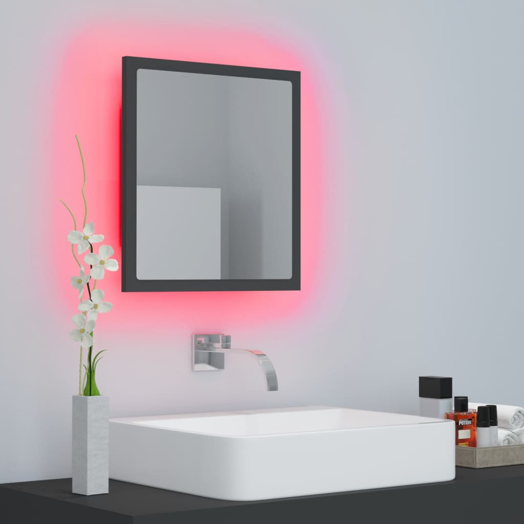 Specchio da Bagno a LED Grigio 40x8,5x37 cm in Acrilico - homemem39