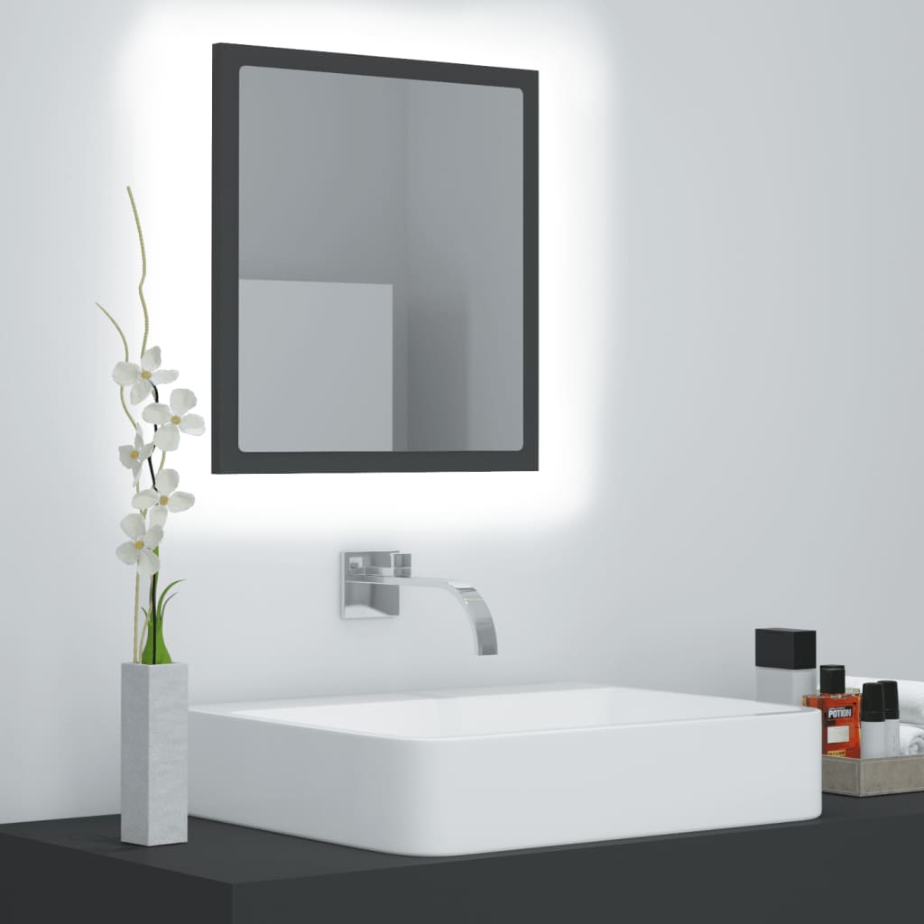 Specchio da Bagno a LED Grigio 40x8,5x37 cm in Acrilico - homemem39