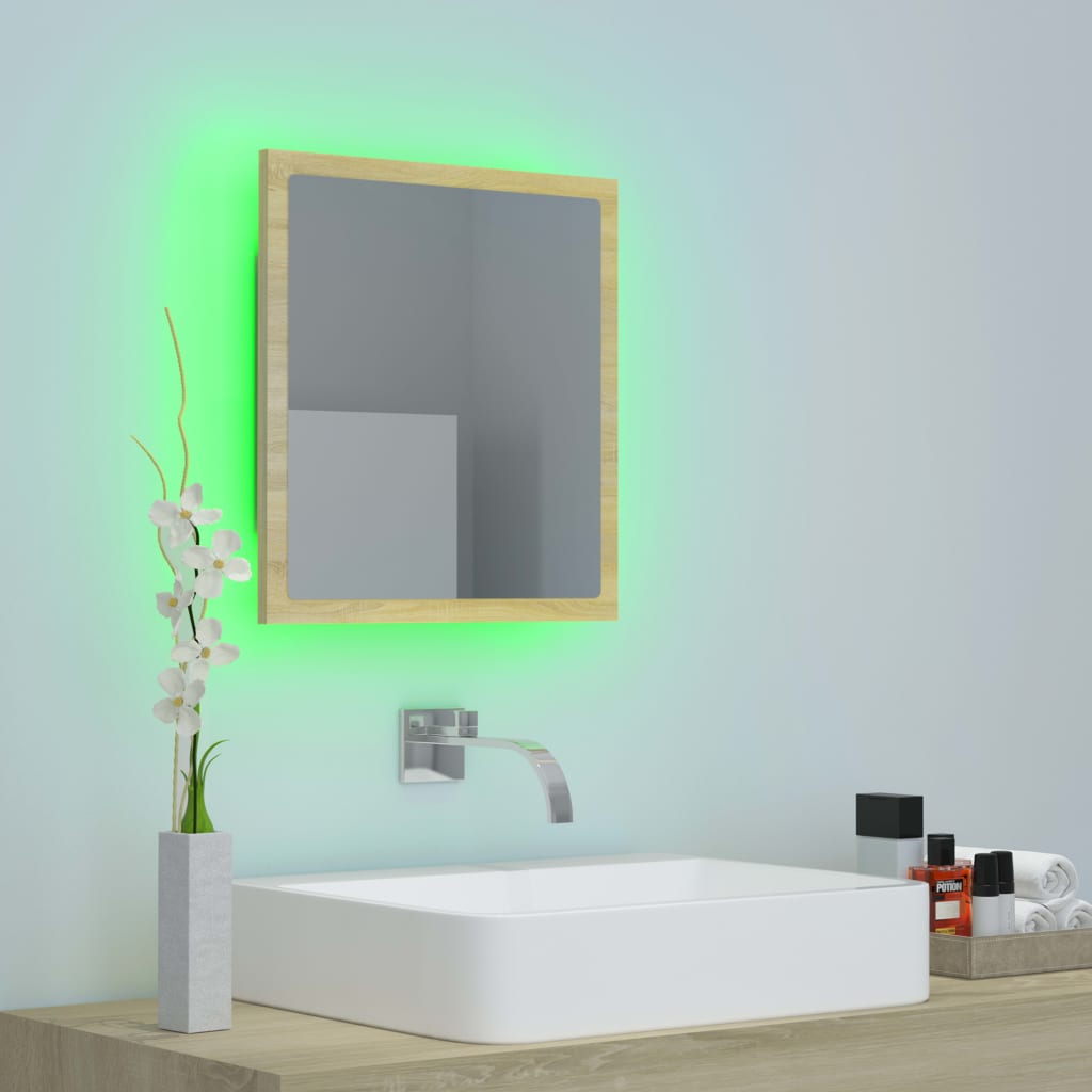 Specchio da Bagno LED Rovere Sonoma 40x8,5x37 cm in Acrilico - homemem39