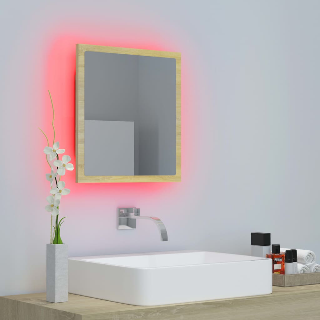 Specchio da Bagno LED Rovere Sonoma 40x8,5x37 cm in Acrilico - homemem39