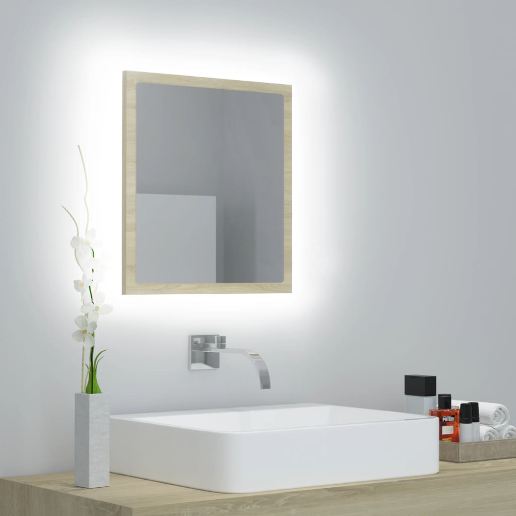 Specchio da Bagno LED Rovere Sonoma 40x8,5x37 cm in Acrilico - homemem39