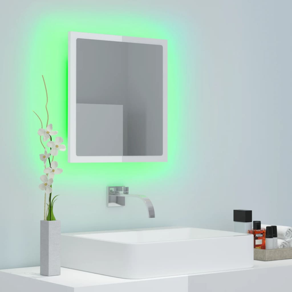 Specchio da Bagno LED Bianco Lucido 40x8,5x37 cm in Acrilico - homemem39