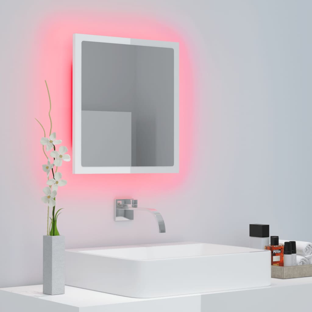 Specchio da Bagno LED Bianco Lucido 40x8,5x37 cm in Acrilico - homemem39
