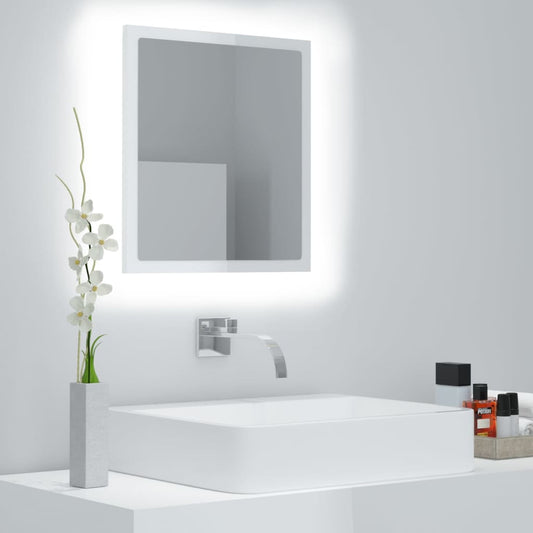 Specchio da Bagno LED Bianco Lucido 40x8,5x37 cm in Acrilico - homemem39