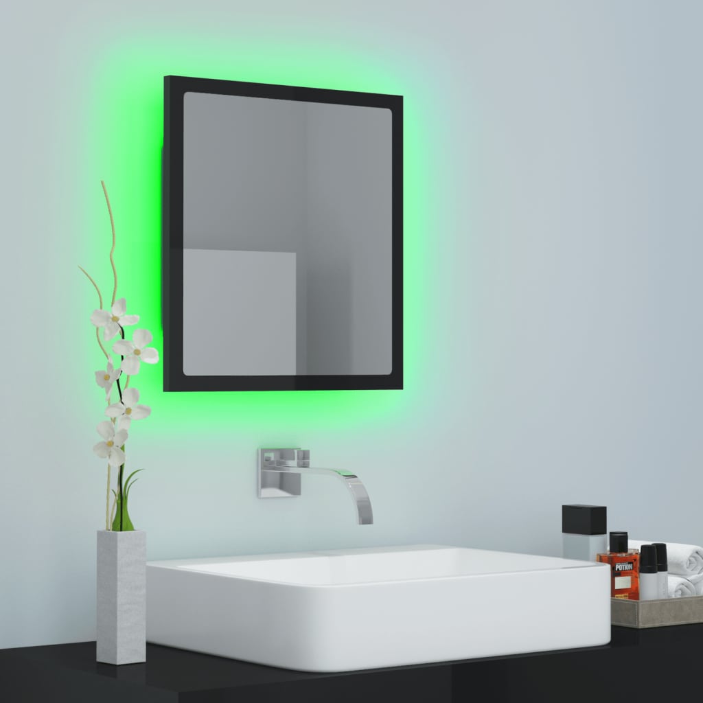 Specchio da Bagno LED Nero Lucido 40x8,5x37 cm in Acrilico - homemem39