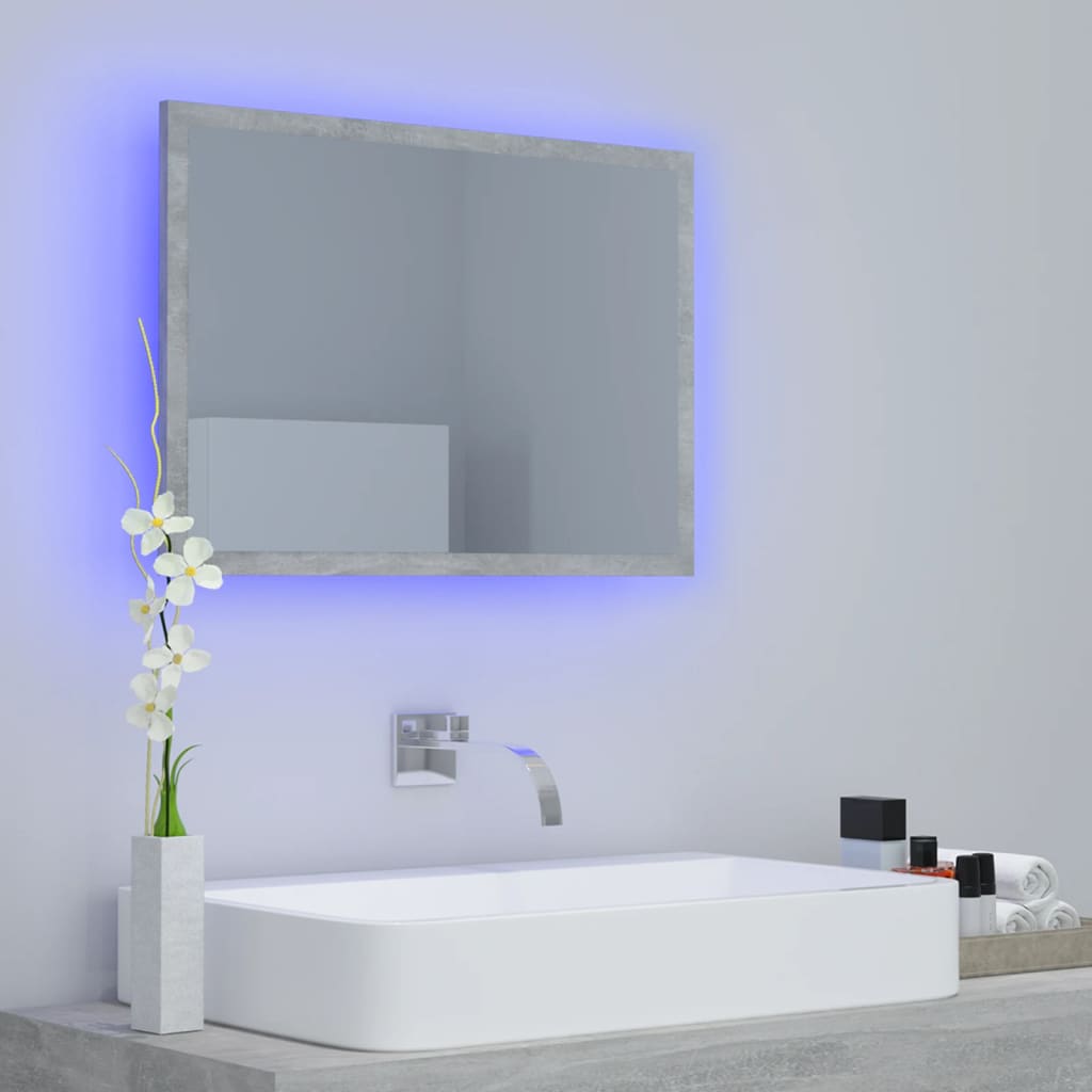 Specchio da Bagno a LED Grigio 60x8,5x37 cm in Acrilico - homemem39