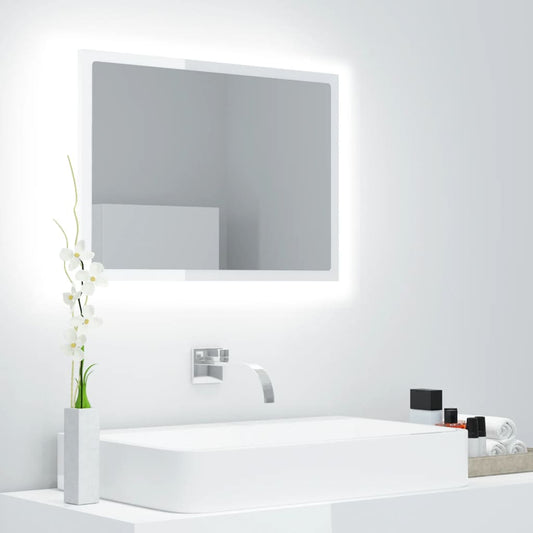 Specchio da Bagno LED Bianco Lucido 60x8,5x37 cm in Acrilico - homemem39