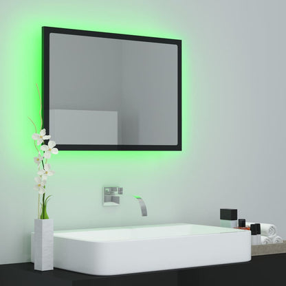 Specchio da Bagno LED Nero Lucido 60x8,5x37 cm in Acrilico - homemem39