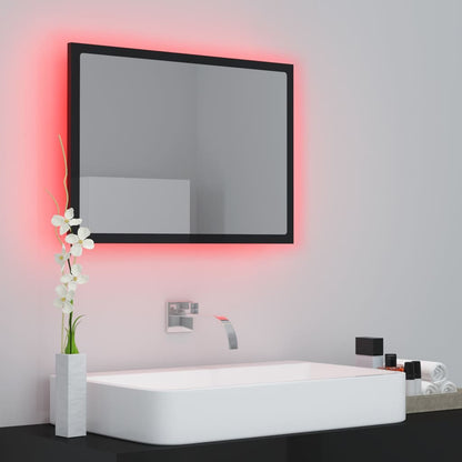 Specchio da Bagno LED Nero Lucido 60x8,5x37 cm in Acrilico - homemem39