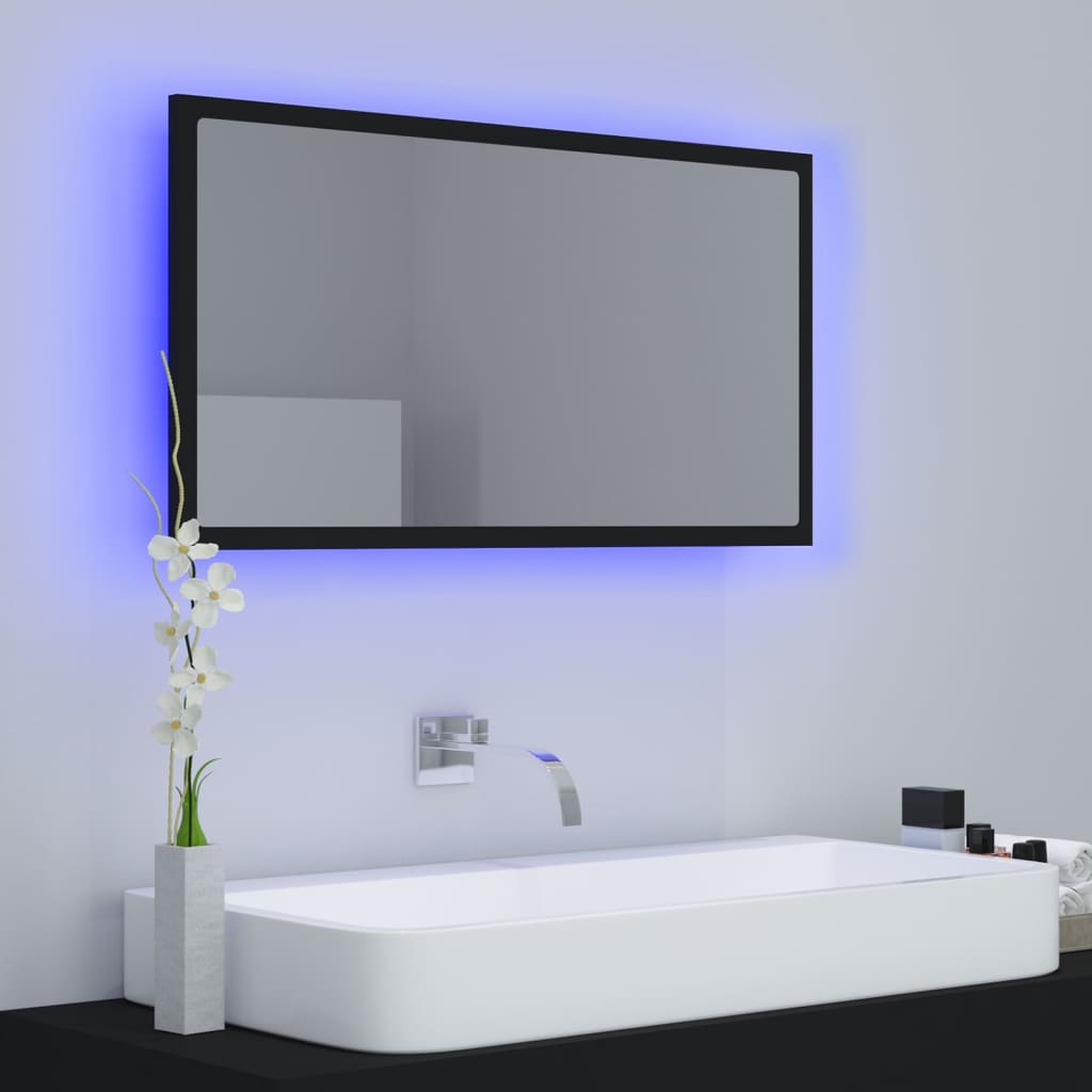 Specchio da Bagno a LED Nero 80x8,5x37 cm in Acrilico - homemem39