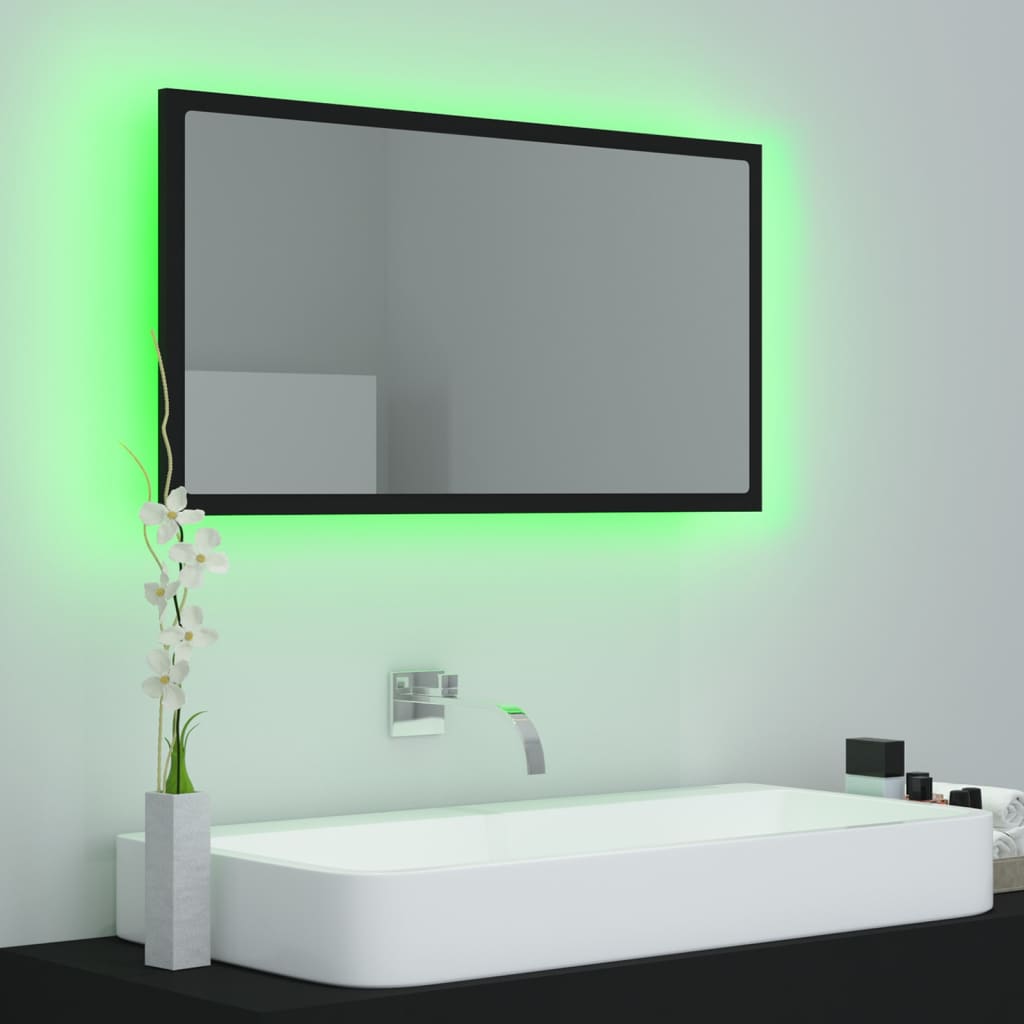 Specchio da Bagno a LED Nero 80x8,5x37 cm in Acrilico - homemem39