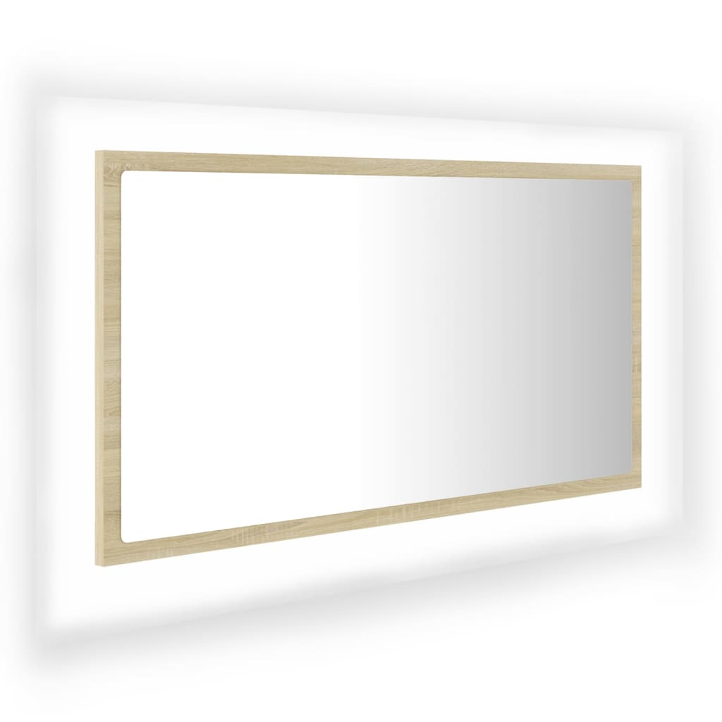 Specchio da Bagno LED Rovere Sonoma 80x8,5x37 cm in Acrilico - homemem39